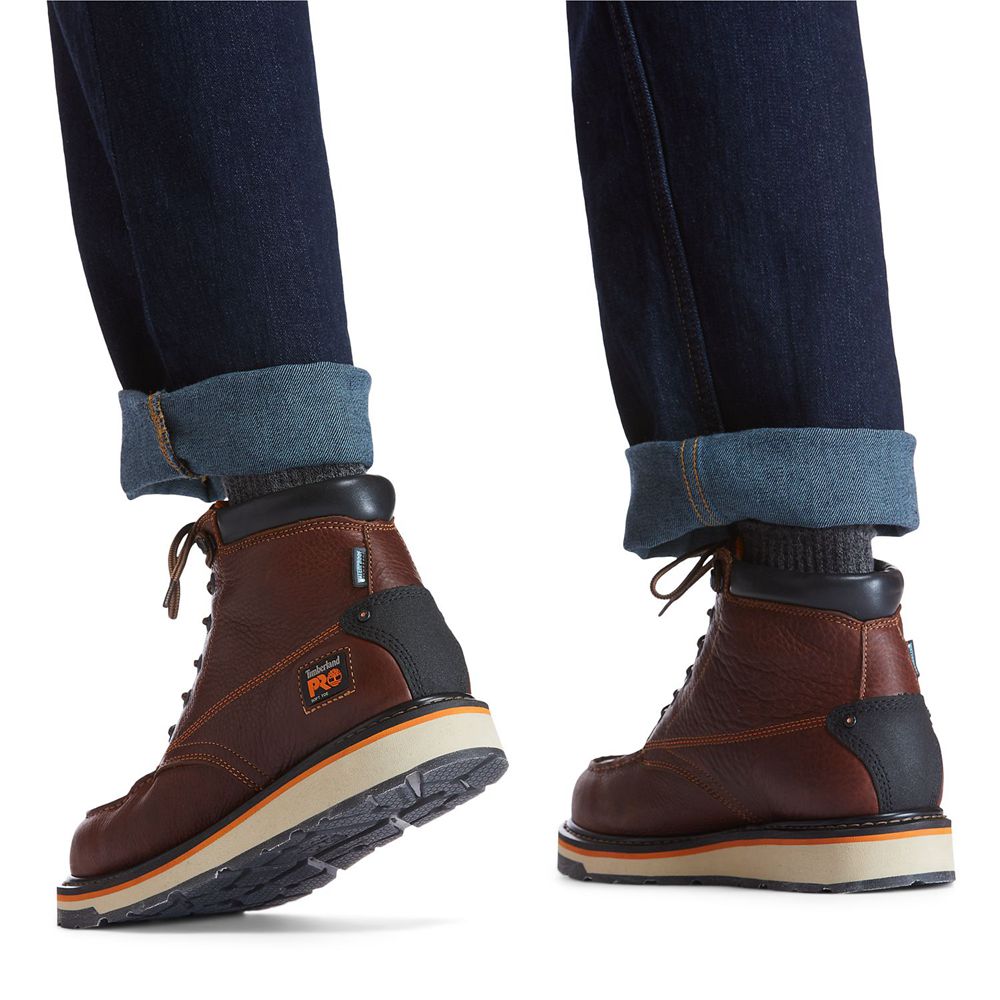 Timberland Μποτακια Εργασίας Ανδρικα Καφε/Μαυρα - Pro® Gridworks 6\" Soft Toe - Greece 5401873-WX